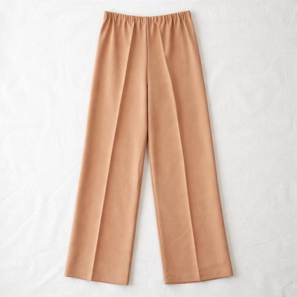 Vintage Minimalist CBK neutral tan Camel wide legs Pleated Classic Chic Luxury‎